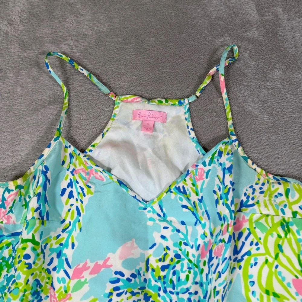 Lilly Pulitzer Dress Womens Small Multicolor Silk Floral Strappy Slip‎ Sundress - Picture 2 of 8